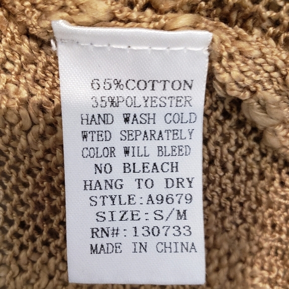 Umgee Tunic Open Knit Oversized Boxy Laced CrochetTan Off White Size Sma… - Picture 10 of 10